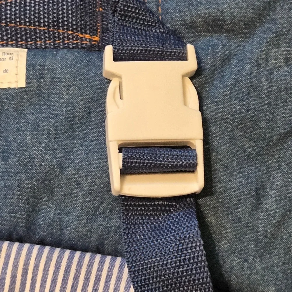 Vintage OshKosh Bgosh Baby Bouncer Seat Cover Denim Hickory Stripe Blue